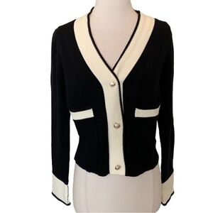 J Inc Black and White Cardigan Sweater